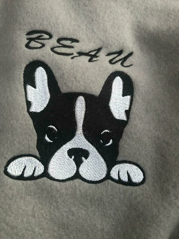 Personalized Embroidered Dog Blanket with French Bulldog Graphic