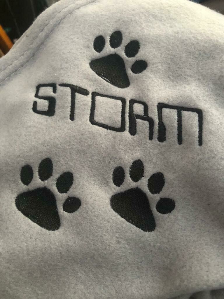 Personalized Embroidered Dog Blanket with PAW Print Graphic