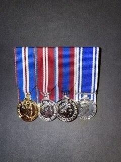 Court Mounted Miniature Medal Set, Golden, Diamond, Platinum Jubilee & Police LSGC