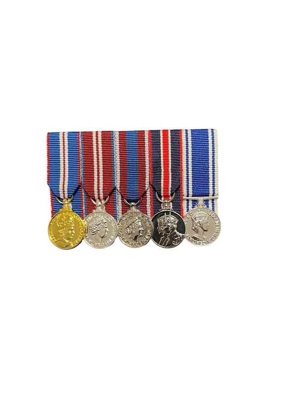 Court Mounted Miniature Medal Set, Golden, Diamond, Platinum Jubilee & Kings Coronation &  Police LSGC