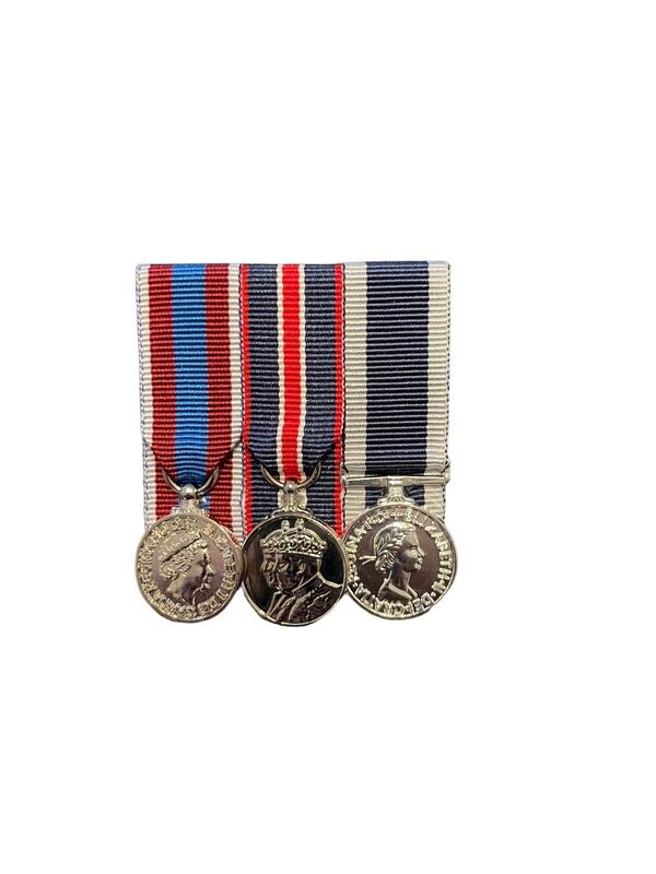 Court Mounted Miniature Medal Set, Platinum Jubilee & King Coronation & Navy LSGC