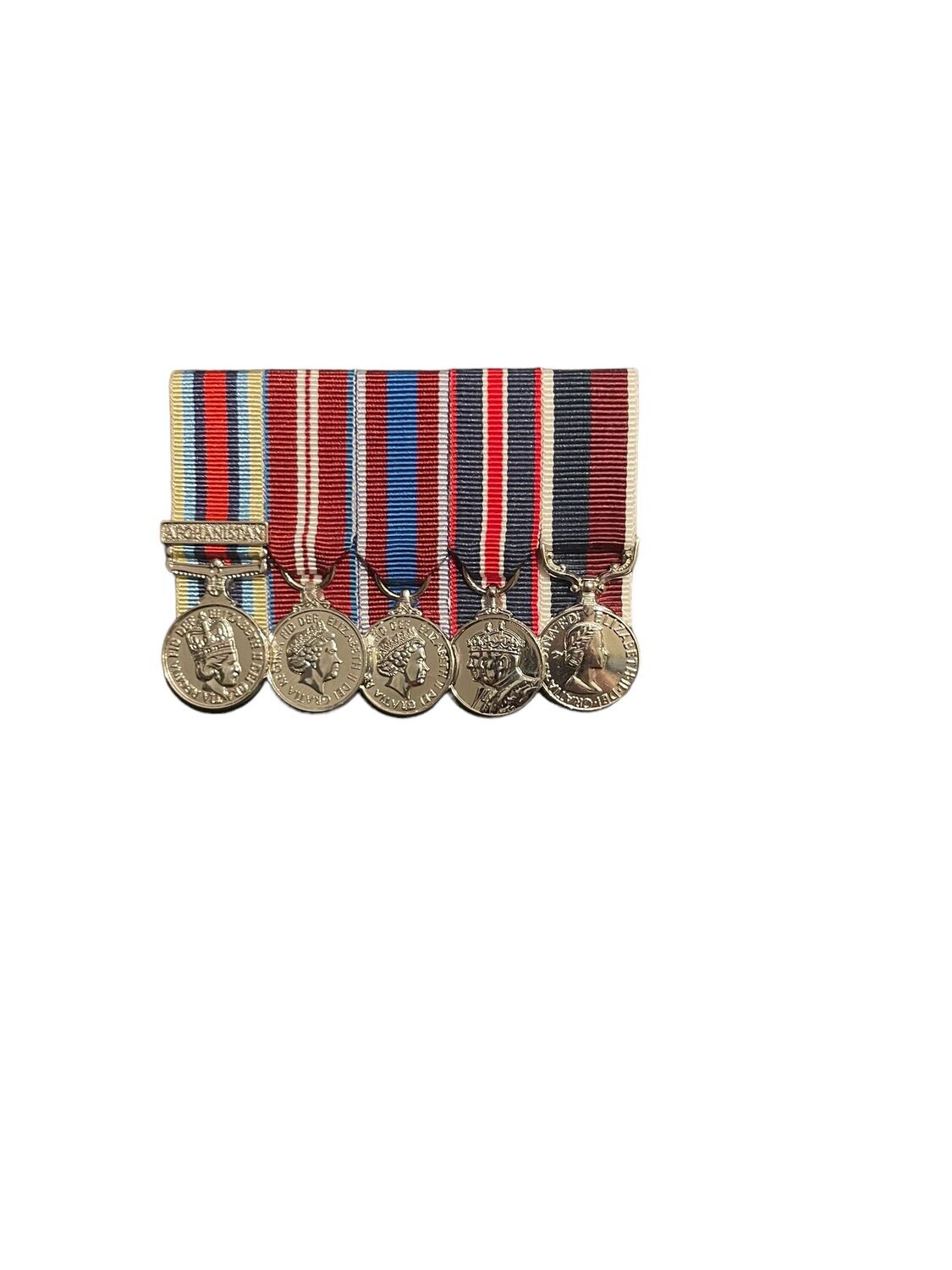 Court Mounted Miniature Medal Set, AFGHAN, Diamond, Platinum Jubilees & King Coronation & RAF LSGC