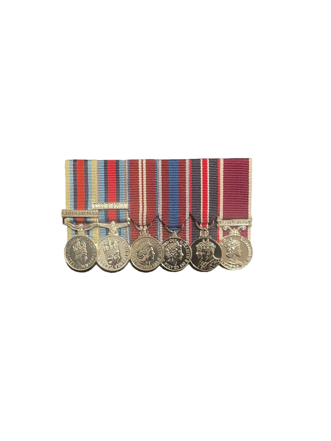 Court Mounted Miniature Medal Set, Afghan, Shader, Diamond, Platinum Jubilee & Kings Coronation &  Army LSGC