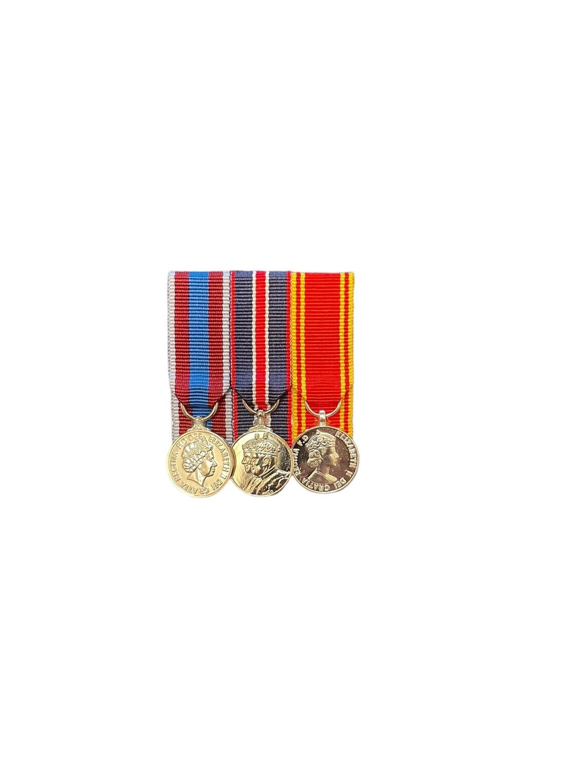Court Mounted Miniature Medal Set, Platinum Jubilee, Kings Coronation & Fire LSGC