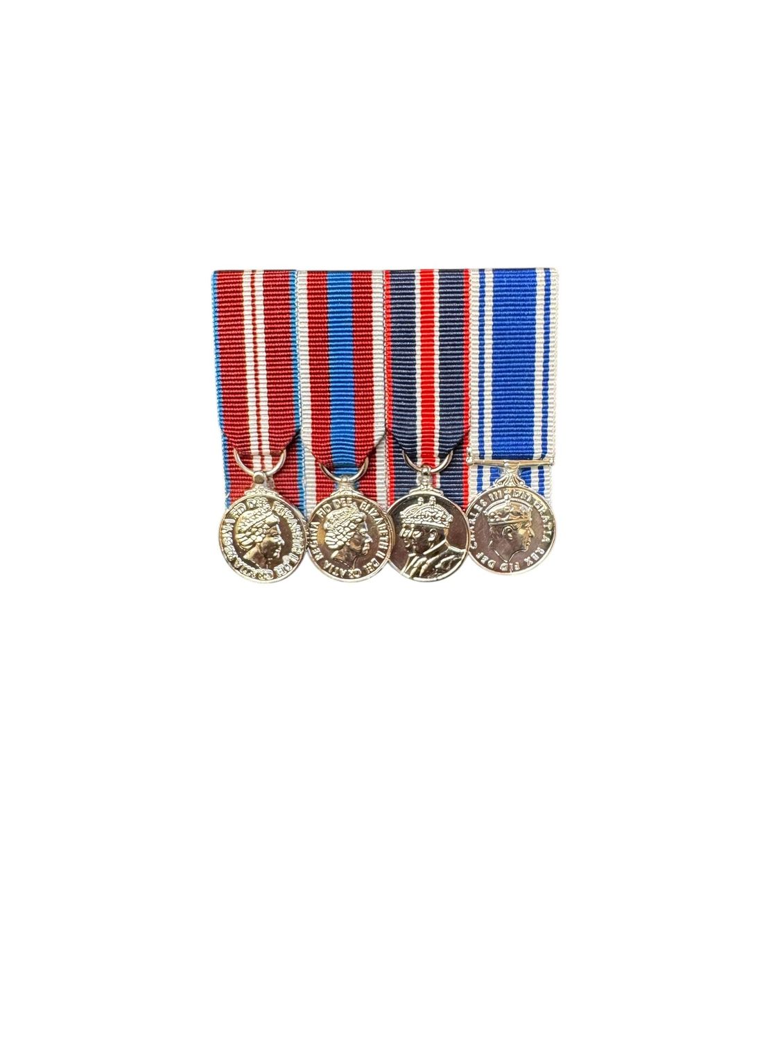 Court Mounted Miniature Medal Set, Golden, Diamond, Platinum Jubilee & Police LSGC King Charles CIIR