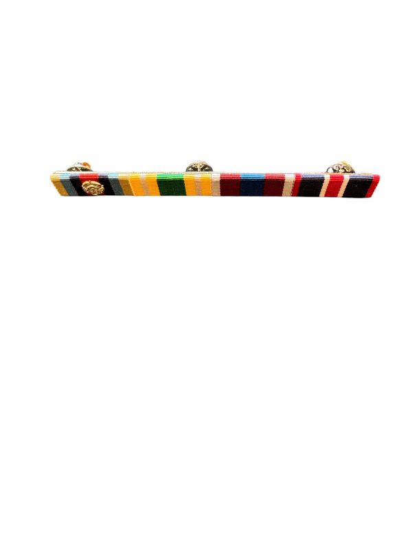 RIBBON BAR AND PIN, Afghanistan Herrick with Rosette,  Afghan Civil, Platinum Jubilee, King's Coronation Medal Medal Ribbon Bar on Studs