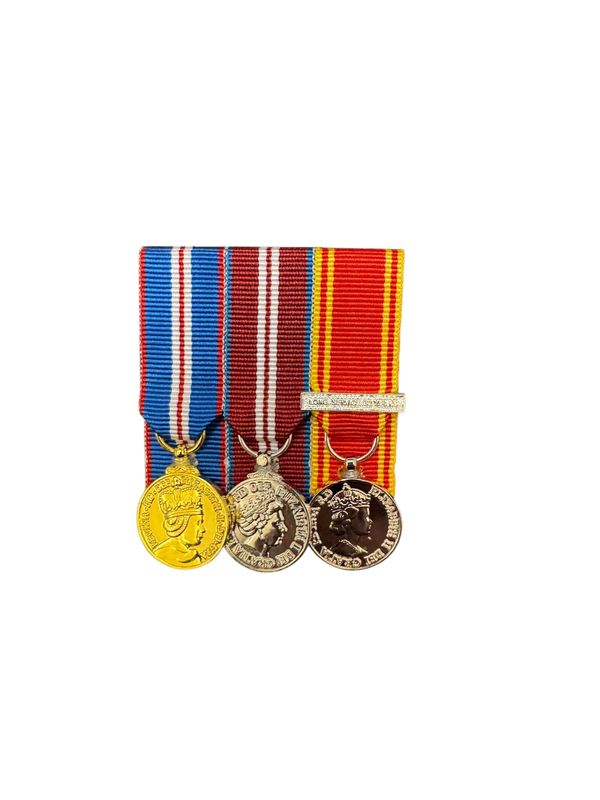 Court Mounted Miniature Medal Set, Golden, Diamond Jubilee & Fire LSGC & 30 Year Bar