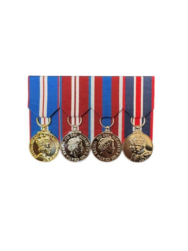 Court Mounted  Medal Set, Gold, Diamond, Platinum Jubilee and Kings Coronation full size replicas