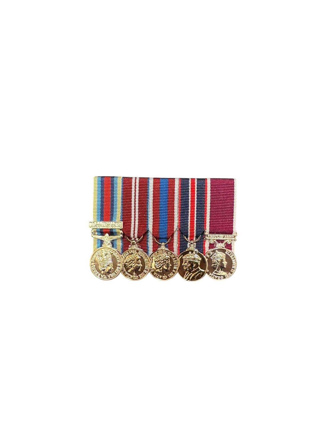 Court Mounted Miniature Medal Set,  OSM Afghan, Diamond, Platinum Jubilee & Kings Coronation &  Army LSGC EIIR