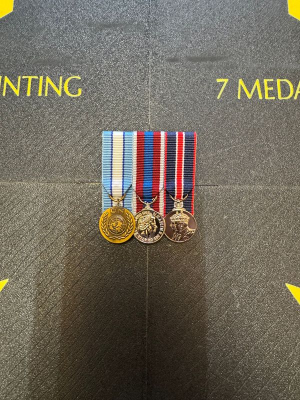 Court Mounted Miniature Medal Set, UN Op TOSCA, Platinum Jubilee, Kings coronation