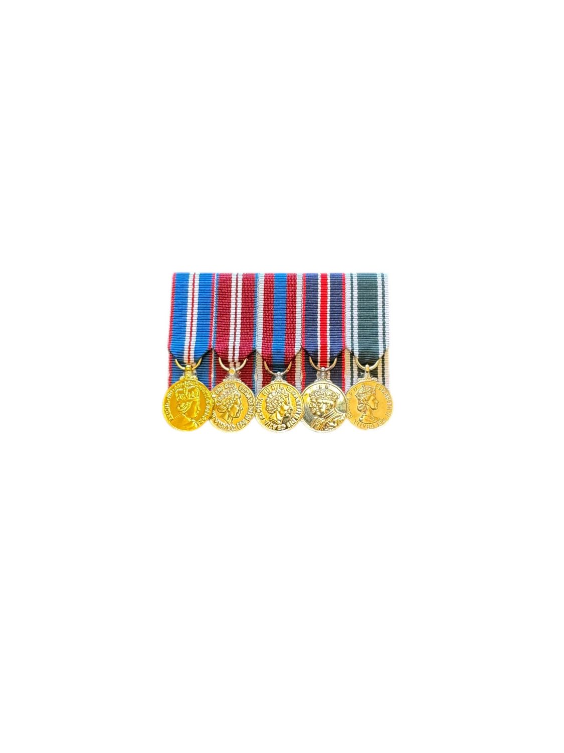 Court Mounted Miniature Medal Set, Gold, Diamond & Platinum Jubilee, Kings coronation, Ambulance LSGC EIIR