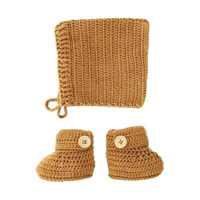 Crochet Bonnet and Bootie Set | Cinnamon