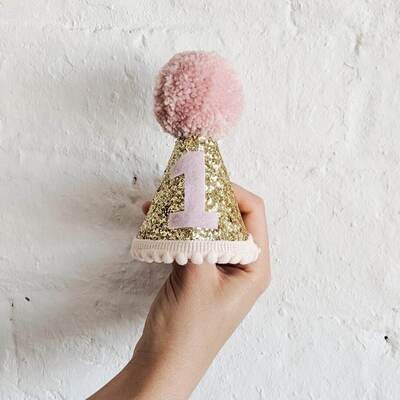 First Birthday Party Hat | Gold and Pink