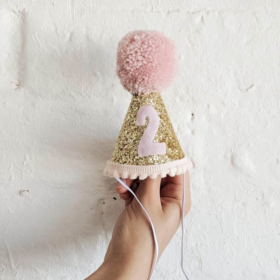 Second Birthday Party Hat | Gold and Pink