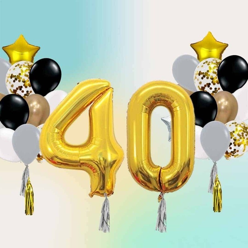 2 Number Balloons + 2 Mixed Bunches Set