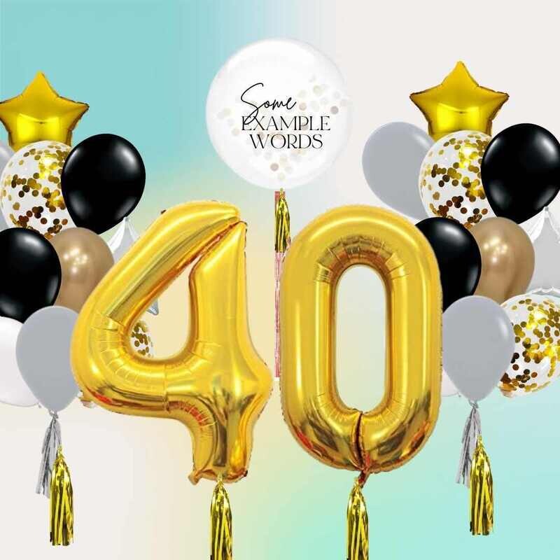 Number Balloons + Bubble + Double Mixed Bunch Set