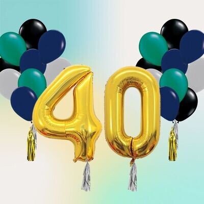 2 Number Balloons + 2 Latex Bunches