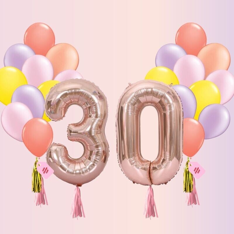 2 Number Balloons + 2 Latex Bunches 2 Number Balloons + 2 Latex Bunches