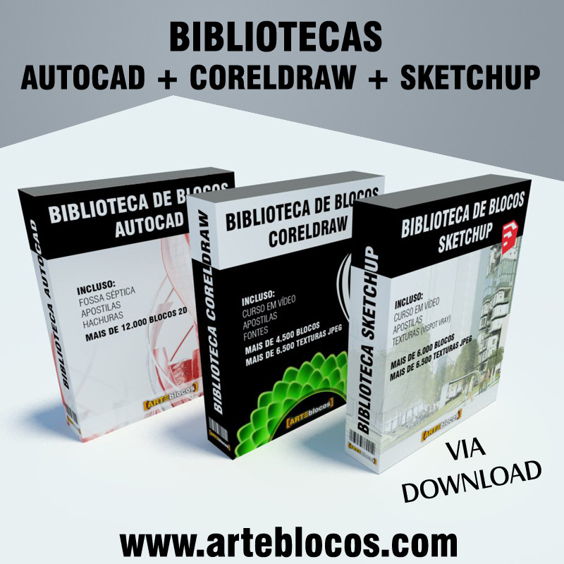 MEGA COMBO: Biblioteca de blocos para Autocad, Coreldraw e Sketchup