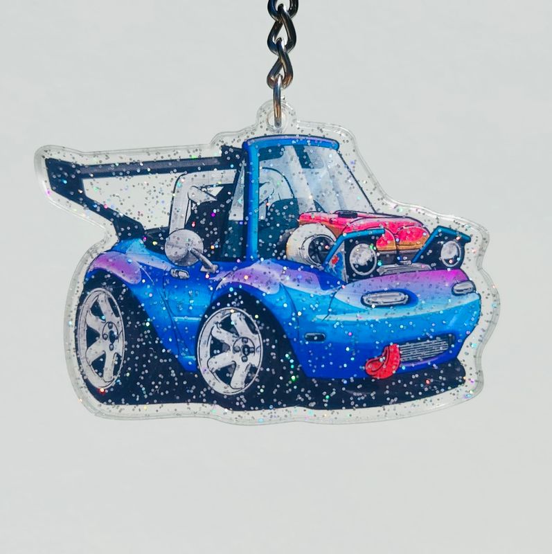 Glitter Miata Keychain