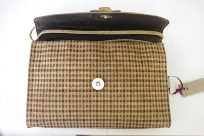 CORK PURSE CHECKERED WITH FLOWER