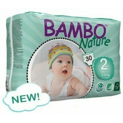 BAMBO NATURE ECOLOGICAL BABY NAPPIES SIZE 2 (3-6kg) 30X