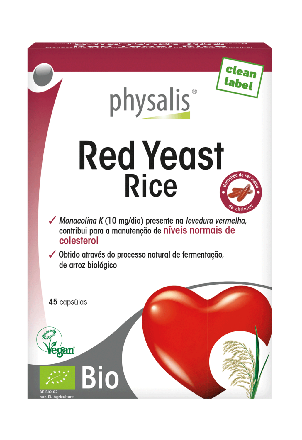 PHYSALIS ORGANIC RED YEAST RICE 45 VCaps
