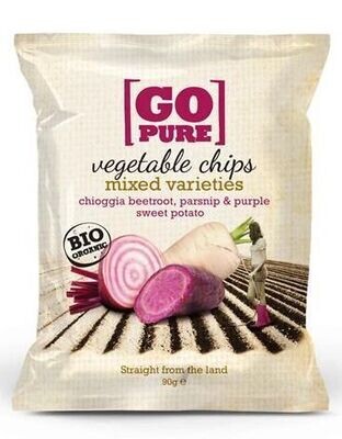 GO PURE ORGANIC VEGETABLE CHIPS (BEETROOT PARSNIP SWEET POTATO) 90g
