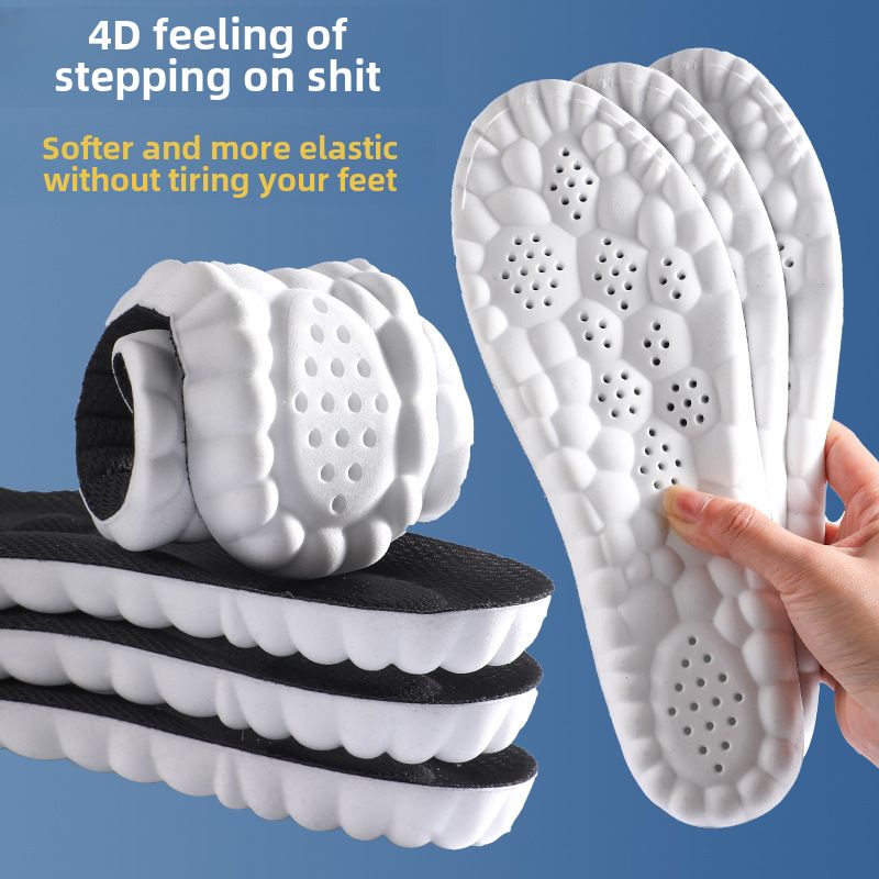 PU MASSAGE ARCH SUPPORT SHOCK ABSORPTION ODOR RESISTANT SWEAT ABSORPTION STEP SPORTS SHOE INSOLES, Size: 35-36, Color: Black
