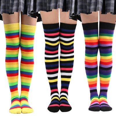 HIGH KNEE COLOR STOCKINGS PARTY ANIMATION COSPLAY STRIPE SOCKS