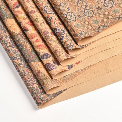 STAMPED CORK ECOLOGICAL FABRIC. 30 PATTERNS TO CHOOSE. PRICE PER METER