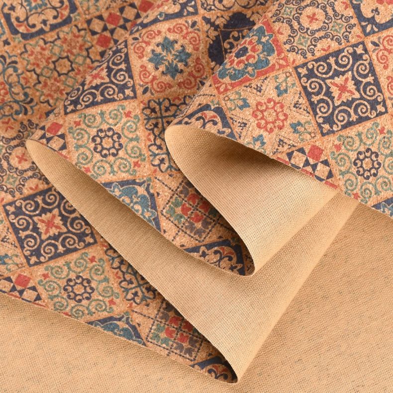 STAMPED CORK ECOLOGICAL FABRIC. 30 PATTERNS TO CHOOSE. PRICE PER METER