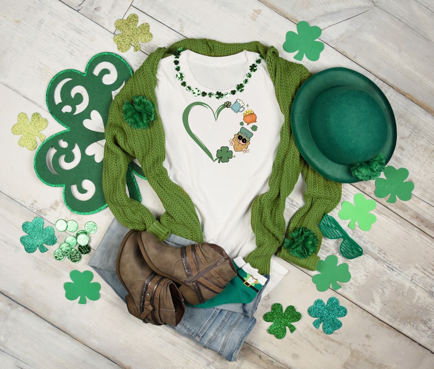 St. Patrick&#39;s Day Heart DTF Transfer