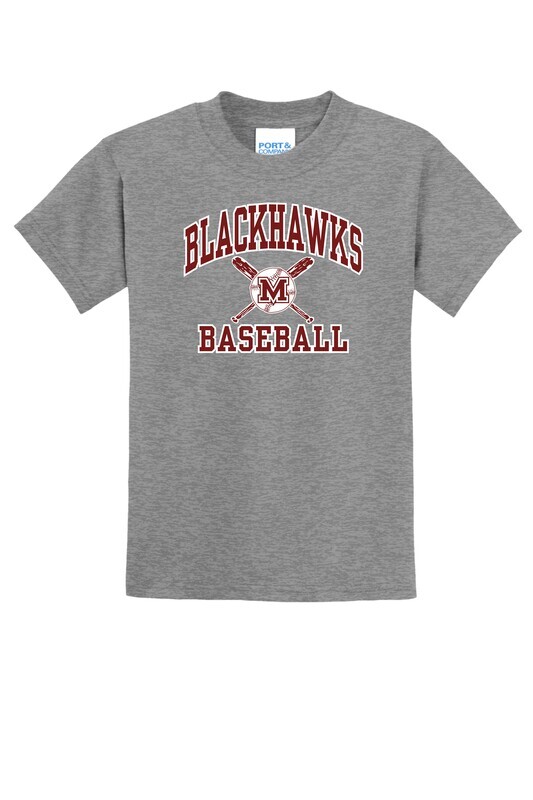Moline Blackhawks Crossed Bats Logo  50/50 Blend Youth T-Shirt
