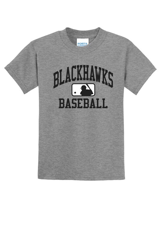 Moline Blackhawks Arched Logo 50/50 Blend Youth T-Shirt