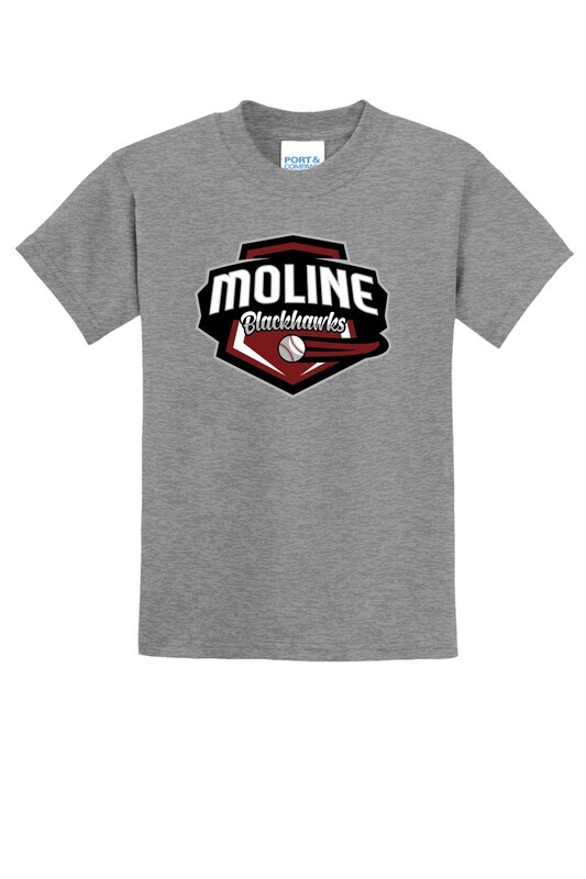 Moline Blackhawks Shield Logo 50/50 Blend Youth T-Shirt