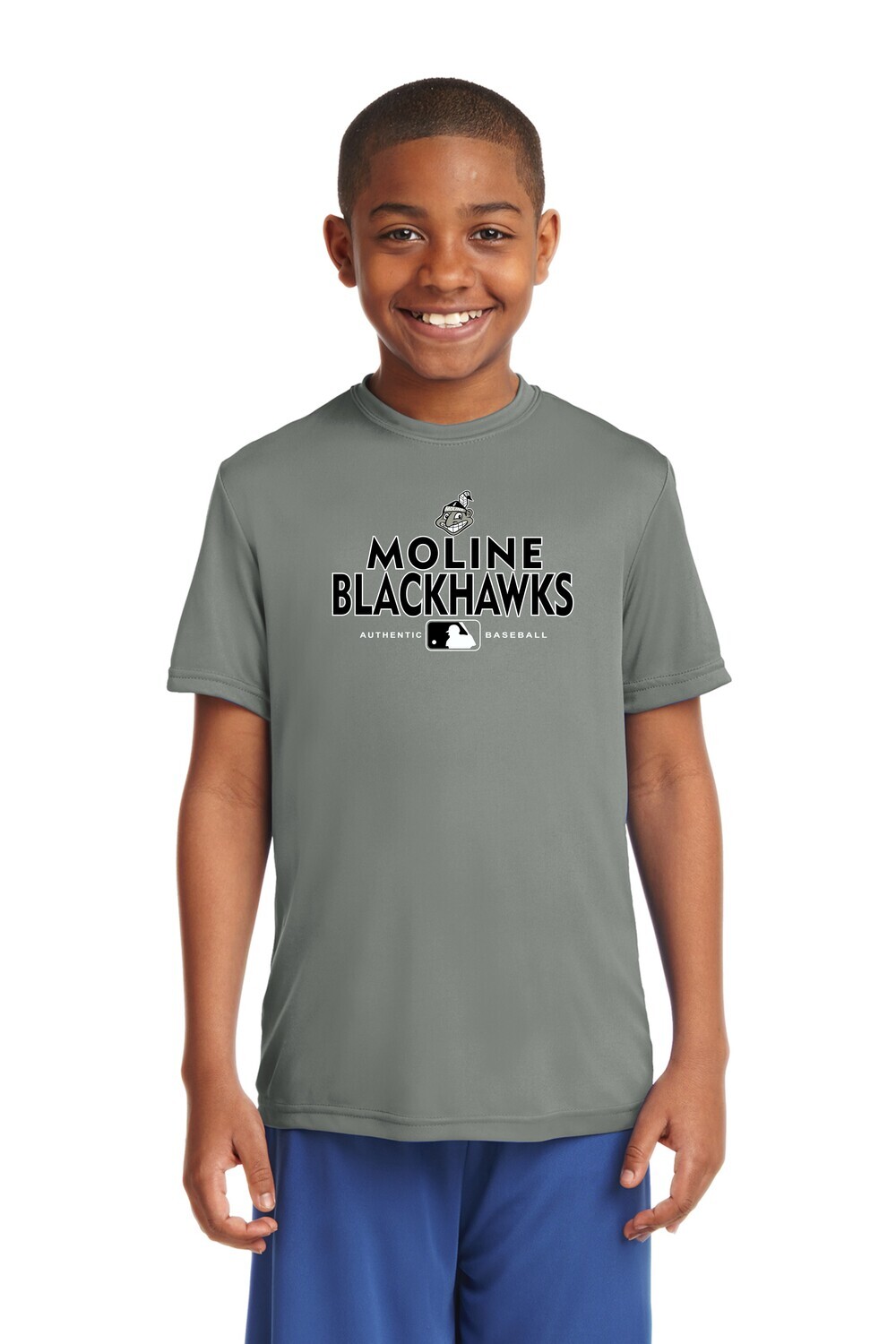 Moline Blackhawks Retro Logo 100% Poly Youth T-shirt