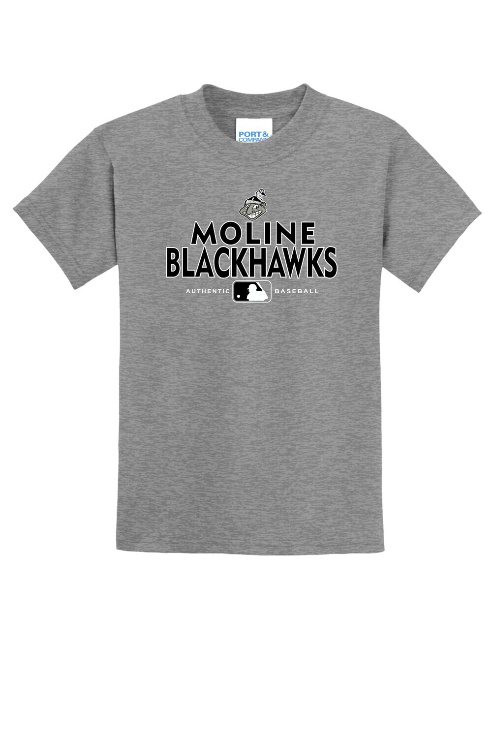 Moline Blackhawks Retro Logo 50/50 Blend Youth T-Shirt