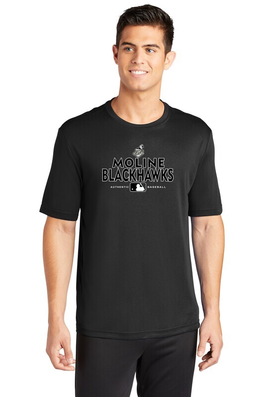 Moline Blackhawks Retro Logo 100% Poly Adult T-shirt