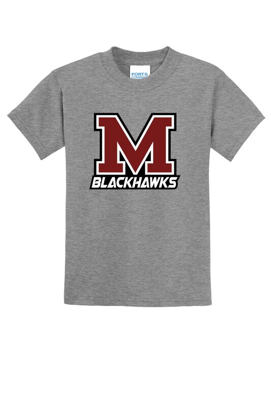 Moline Blackhawks "M" Logo 50/50 Blend Youth T-Shirt