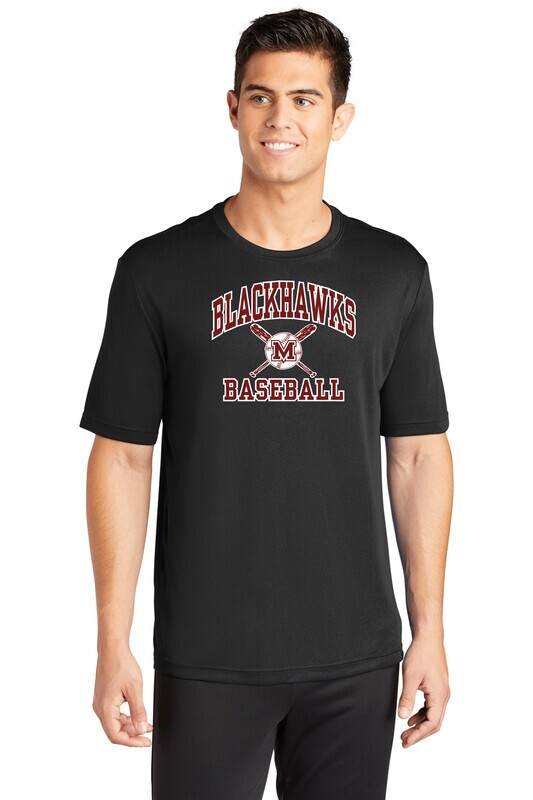 Moline Blackhawks Crossed Bats Logo 100% Poly Adult T-shirt