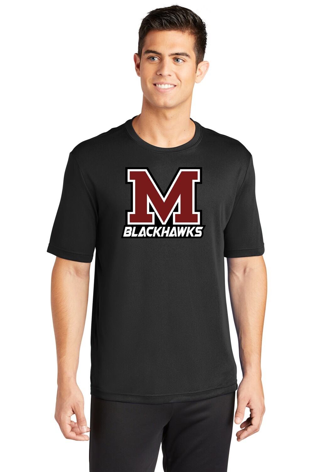 Moline Blackhawks "M" Logo 100% Poly Adult T-shirt