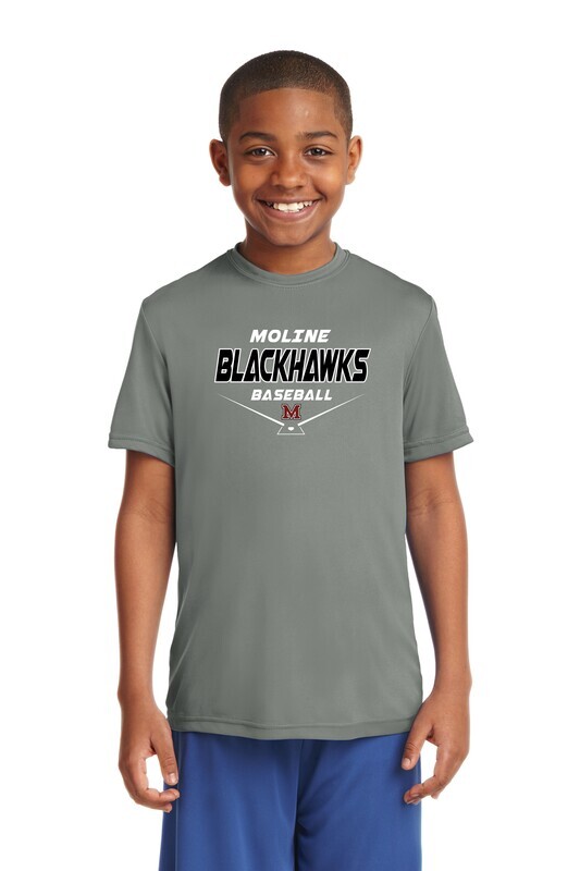 Moline Blackhawks Home Plate Logo 100% Poly Youth T-shirt