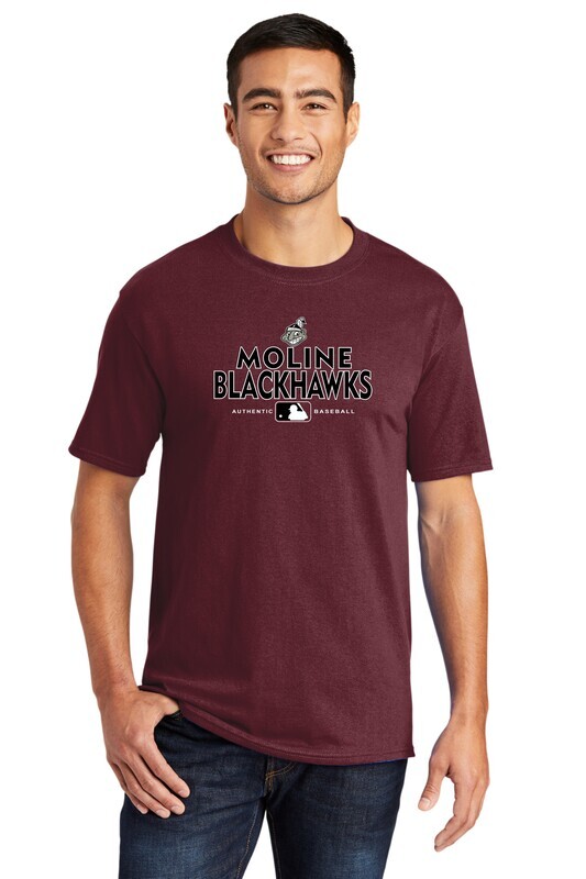 Moline Blackhawks Retro Logo 50/50 Blend Adult T-shirt