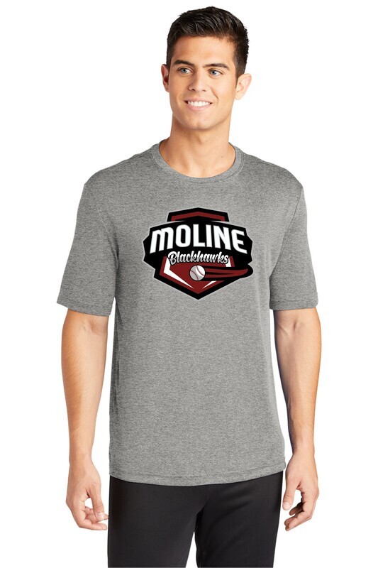Moline Blackhawks Shield Logo 100% Poly Adult T-shirt