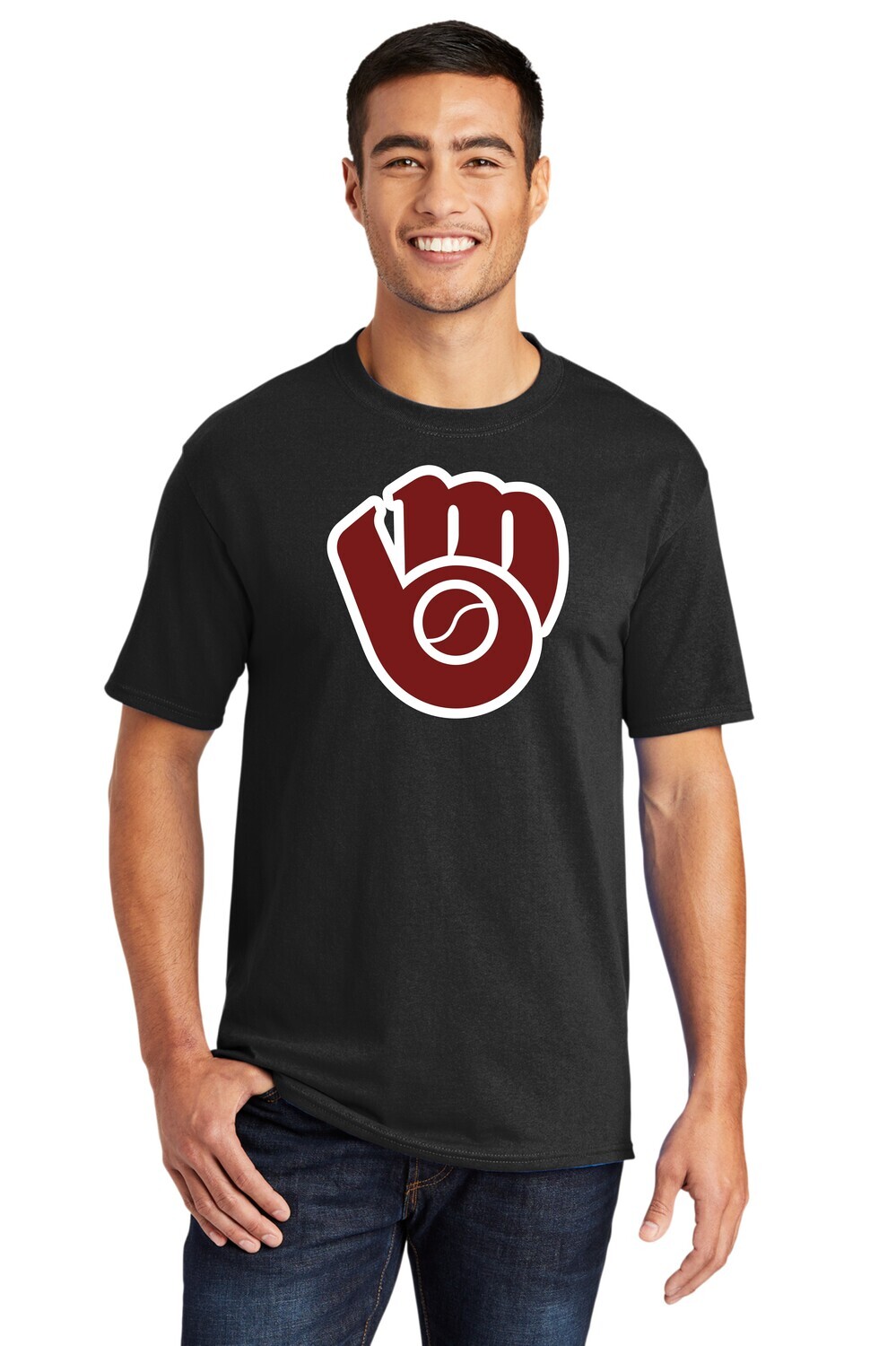Moline Blackhawks Glove Logo 50/50 Blend Adult T-shirt