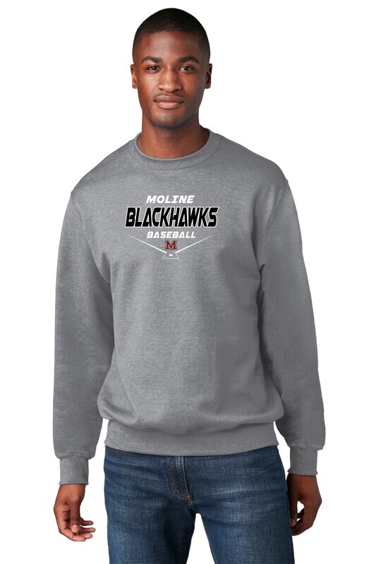 Moline Blackhawks Home Plate Logo Fleece Crewneck Sweatshirt