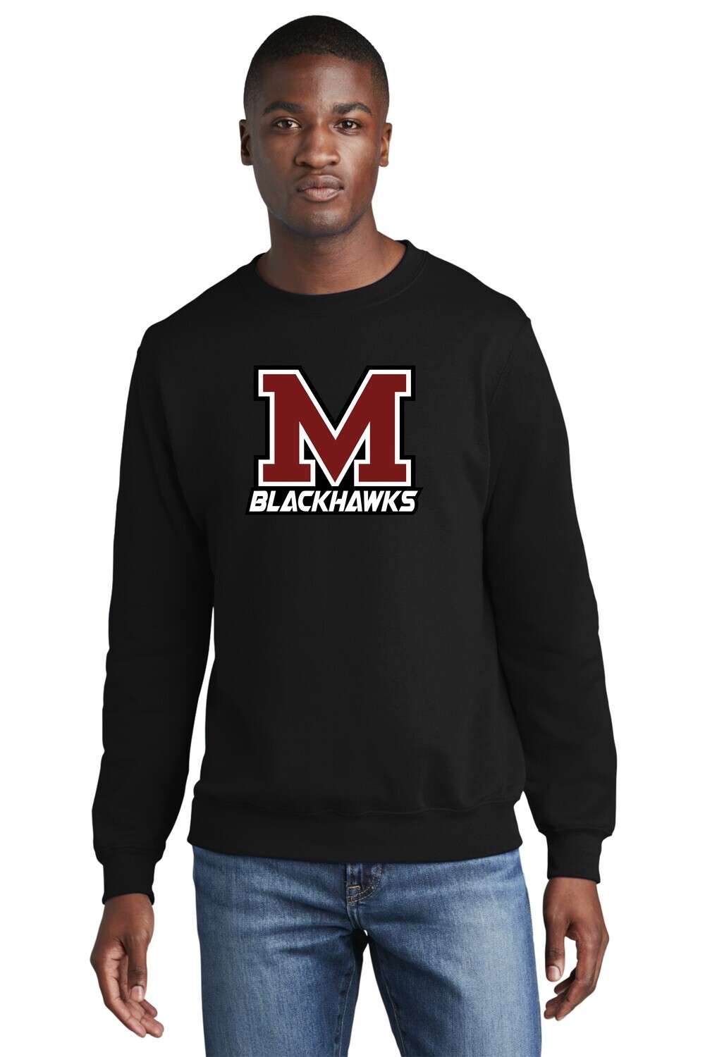Moline Blackhawks "M" Logo Fleece Crewneck Sweatshirt