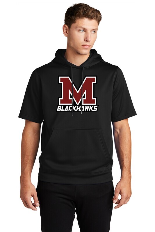 Moline Blackhawks "M" Logo Fleece Short Sleeve Hooded Pullover