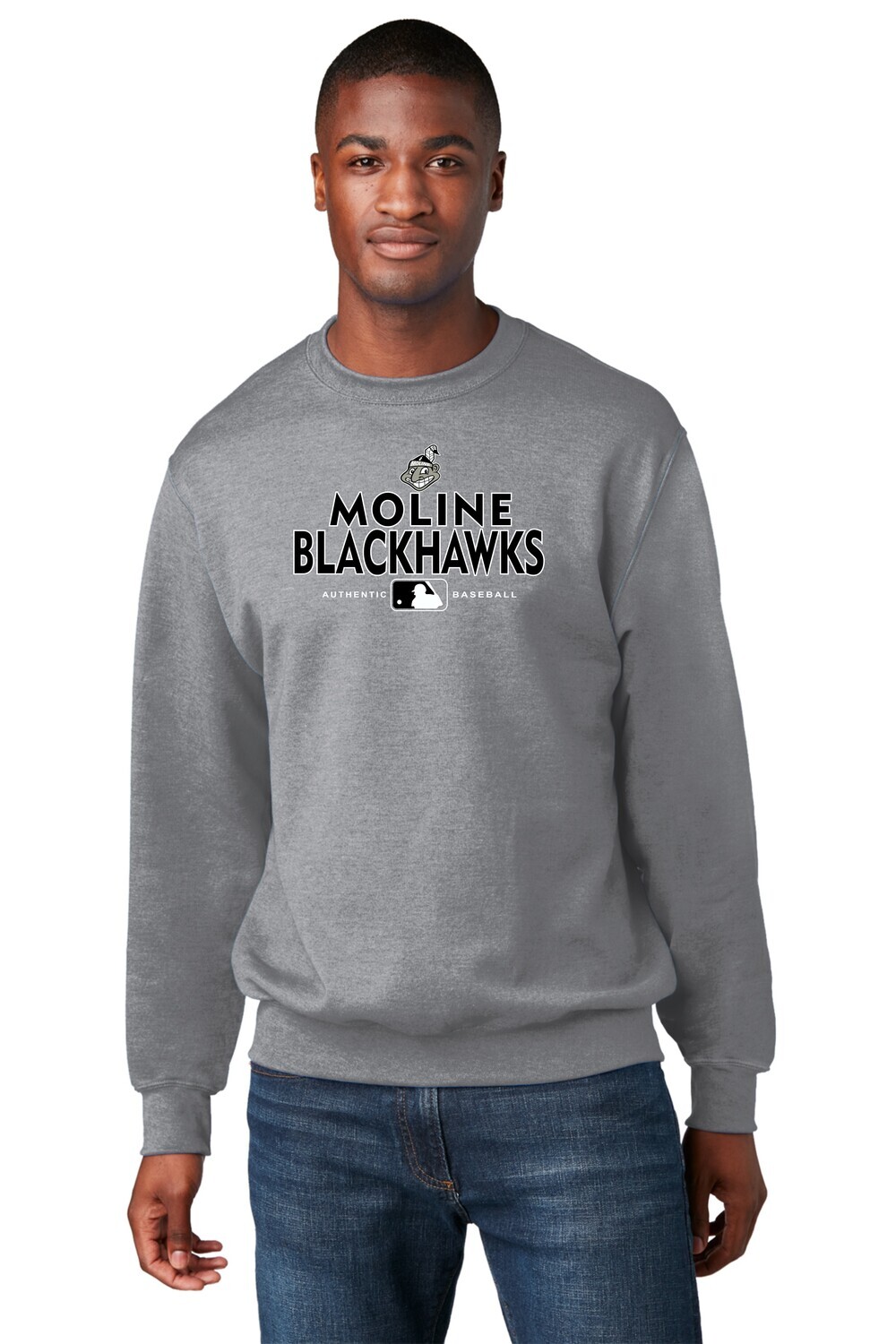 Moline Blackhawks Retro Logo Fleece Crewneck Sweatshirt